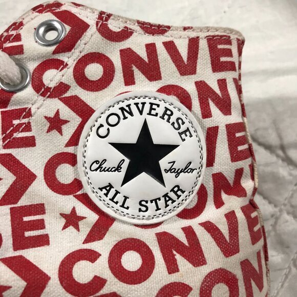 Converse Chuck Taylor‎ "Converse" Printed in Red High Tops mens 8 - Picture 6 of 7